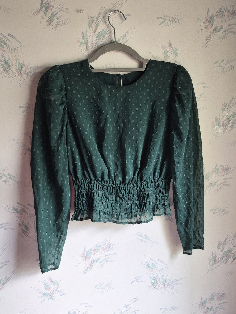Express Dark Green Long Sleeve Blouse Small